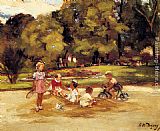 Paul Michel Dupuy Children Playing In A Park painting